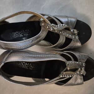 Michael Kors Silver Front Zippered & Studded Heels